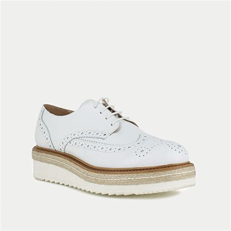 Women White leather derbies with platform heel | Jonak