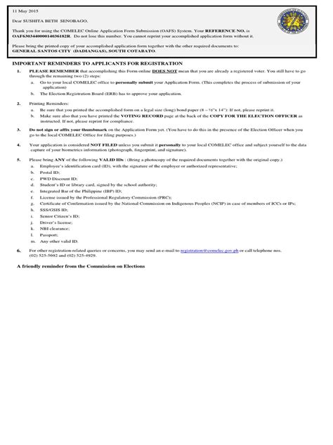 Comelec Registration Form | Identity Document | Applications Of Cryptography