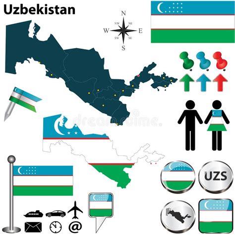 Map of Uzbekistan stock vector. Illustration of flag - 31930131