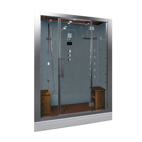 Ariel 59 in. x 32 in. x 87.4 in. Steam Shower Enclosure Kit in White ...