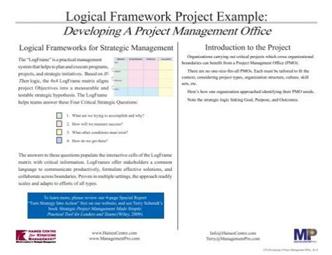 Logical Framework Project Example: - Management Pro