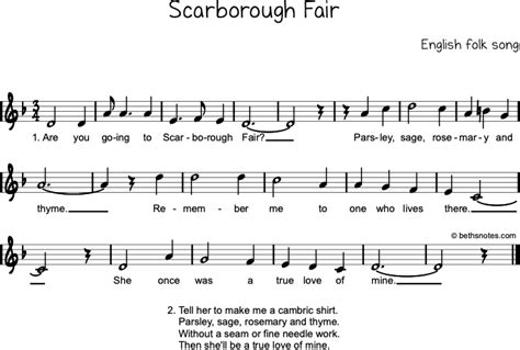 Scarborough Fair - Beth's Notes