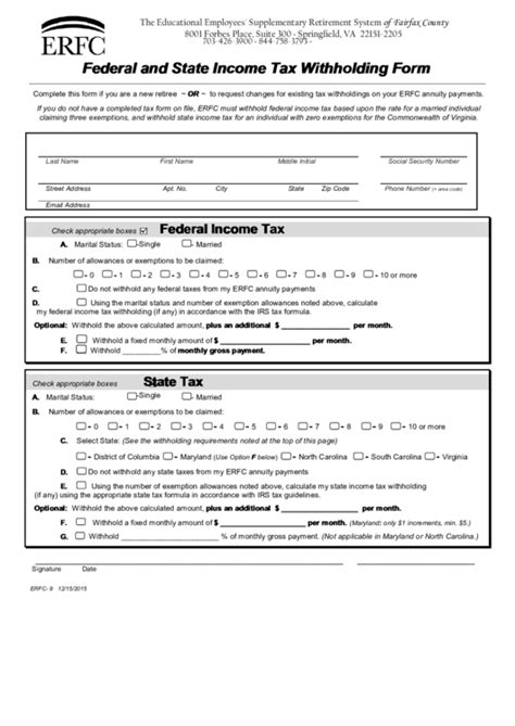 Fillable Federal And State Income Tax Withholding Form printable pdf ...