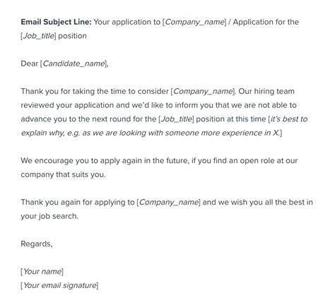 Job application rejection email template | Workable