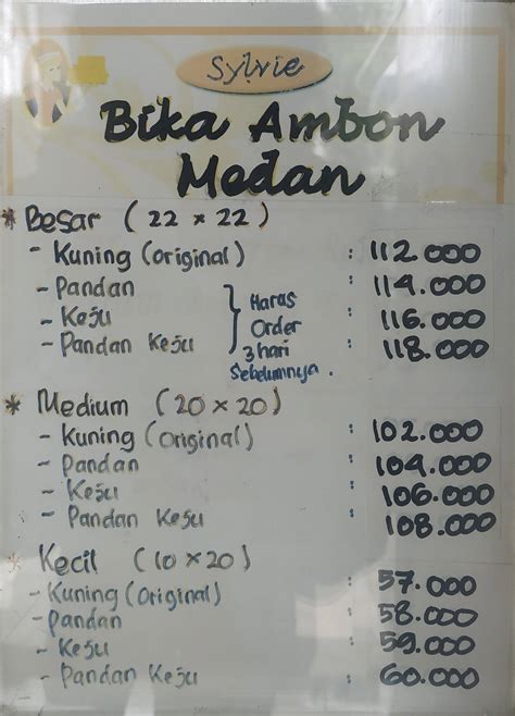 Bika Ambon Medan Sylvie Menu, Menu for Bika Ambon Medan Sylvie, Tanjung ...