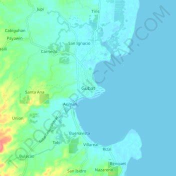 Gubat topographic map, elevation, relief