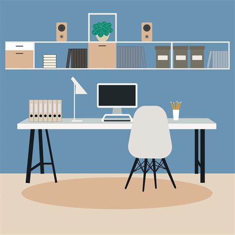 Minimalist office Workplace Interior. Scandinavian style working space ...