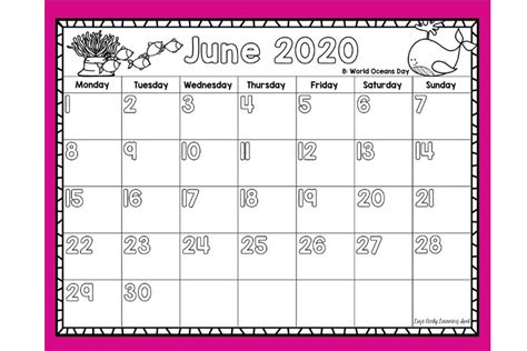 Blank Calendar Template For Kids