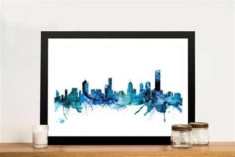 Buy Melbourne Skyline Watercolour Wall Art | Fitzroy Australia