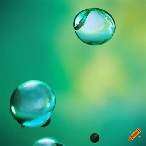 Image carrée avec des bulles vert d'eau et touches de jaune et blanc on Craiyon