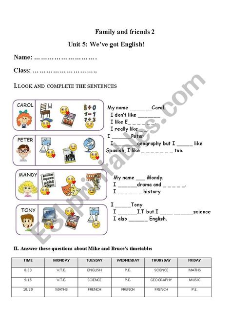 Family and friends 2 unit 5 - ESL worksheet by i.am.me1311