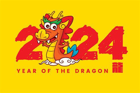 Chinese New Year 2024 with cartoon cute dragon zodiac riding on oriental cloud. Year of the ...