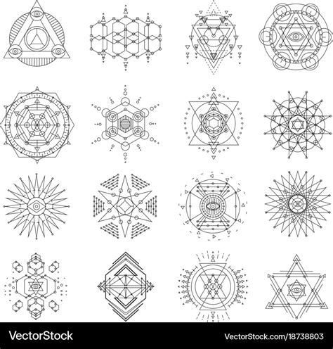 Sacred geometry line art set Royalty Free Vector Image