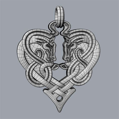 3d model horse heart pendant