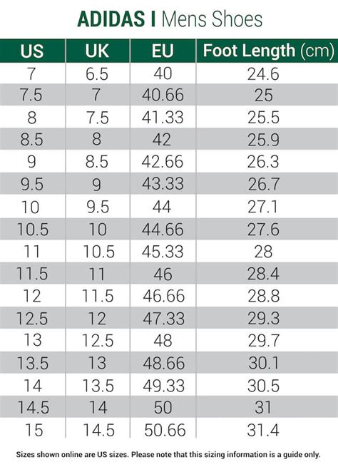 Adidas Shoe Size Chart Inches | Images and Photos finder