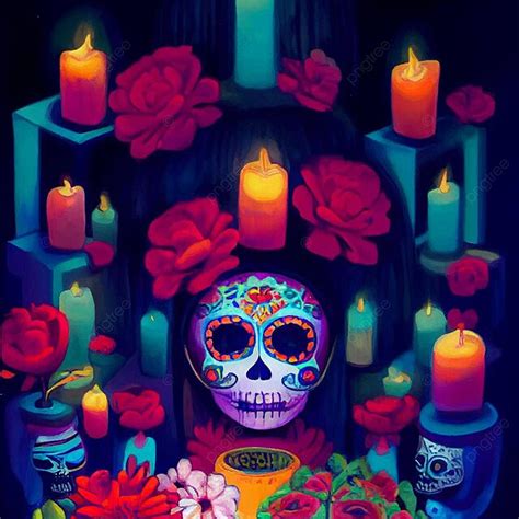 Day Of The Dead Altar Illustration For Remembrance Day Photo Background ...