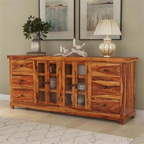 Idaho Modern Rustic Solid Wood 6 Drawer Large Sideboard Cabinet