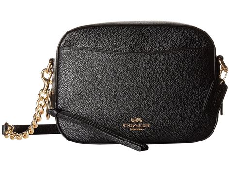 COACH Polished Pebble Leather Camera Bag in Black | Lyst