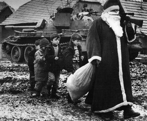 Children with Santa Claus in Vukovar, Croatia, during the Croatian War of Independence – 1992 ...