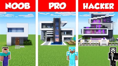 Minecraft NOOB vs PRO vs HACKER: MODERN HOUSE BUILD CHALLENGE in Minecraft / Animation - YouTube