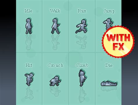 Basic movement animations for test character in pixel art for 32x32 ...