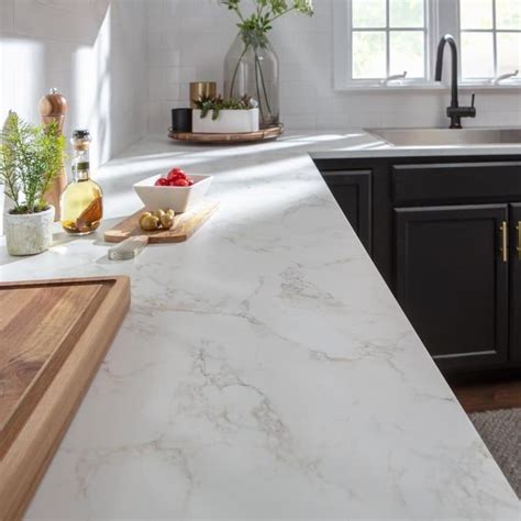 Stretta 6-ft White Marble Straight Laminate Kitchen Countertop Lowes.com in 2021 | Laminate ...