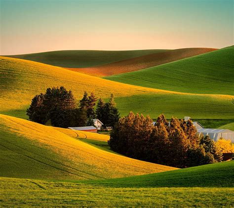 2K free download | Rolling Hills, farm, fields, green, landscape ...