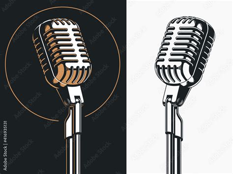 Standing singer microphone drawing illustration clipart with ...