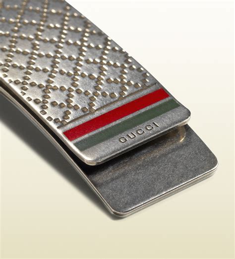 Gucci Money Clip in Sterling Silver with Diamante Pattern in Metallic for Men - Lyst