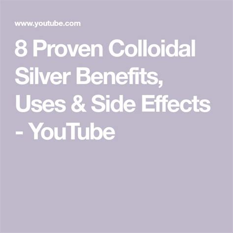 8 Proven Colloidal Silver Benefits, Uses & Side Effects - YouTube ...