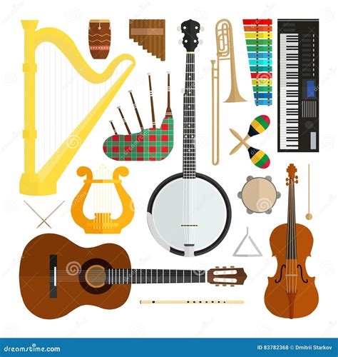 Set of Vector Modern Flat Design Musical Instruments Stock Vector - Illustration of blues, jazz ...