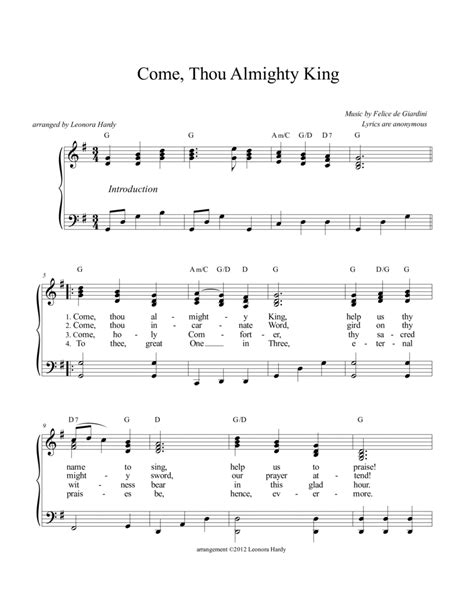 Come, Thou Almighty King by Felice Giardini - Voice - Digital Sheet ...