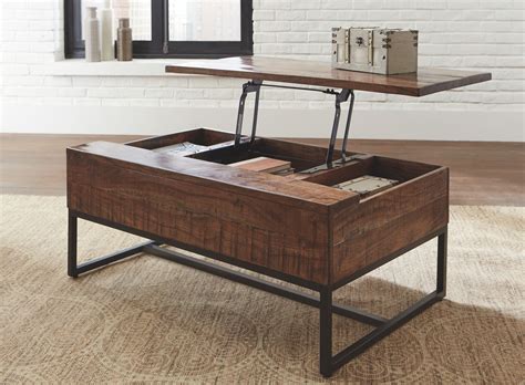Hirvanton - Warm Brown - Lift Top Cocktail Table in 2021 | Coffee table, Coffee table with ...