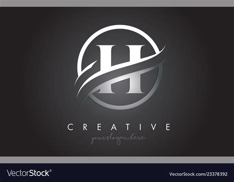 H letter logo design with circle steel swoosh Vector Image