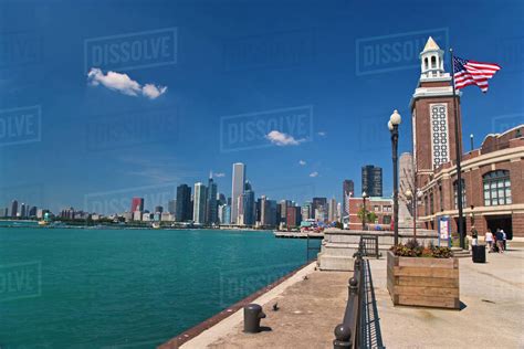 A view of Chicago skyline from Navy Pier. - Stock Photo - Dissolve