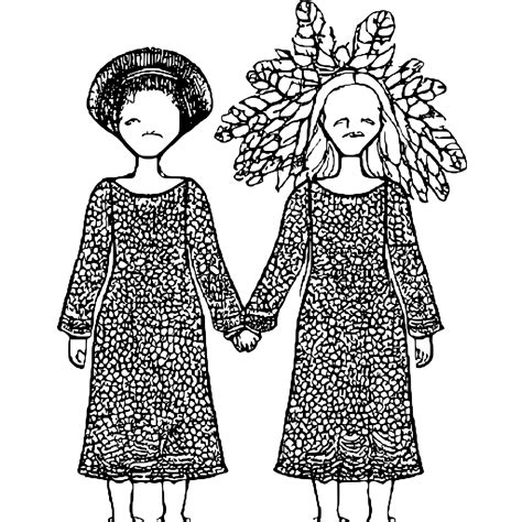 Two Sisters Holding Hands Drawing