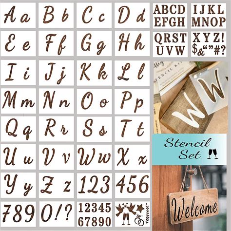 Buy Letter Stencils for Painting on Wood - Alphabet Stencils with Reusable Calligraphy Font ...