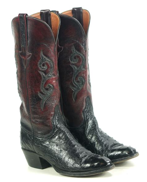 Lucchese Classics Black Cherry Full Quill Ostrich Cowboy Boots US Made ...