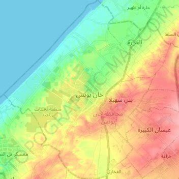 Khan Yunis topographic map, elevation, terrain