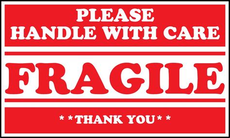 Interplas SCL536 Fragile Please Handle With Care Warning Label, 3" Length, 5" Width (Case of 500 ...