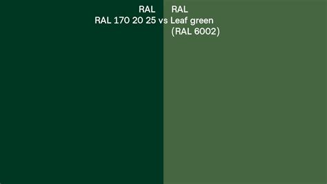 RAL RAL 170 20 25 vs Leaf green side by side comparison