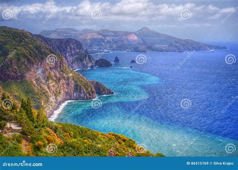 Lipari Island, Italy, Beautiful View on Vulcano Island from Lipari Island Stock Image - Image of ...