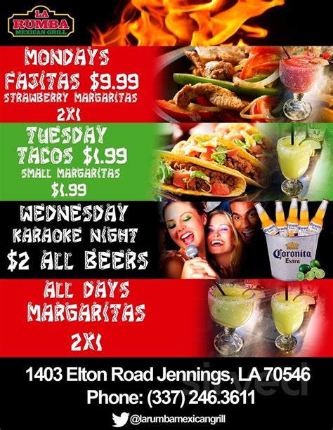 Menu for La Rumba Mexican Restaurant in Jennings, LA | Sirved