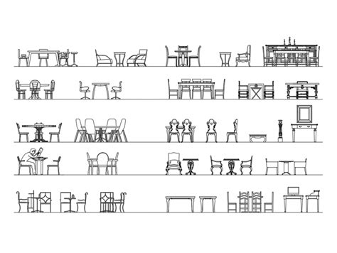 Dining Area Furniture Multiple Dining Table Cad Blocks Details Dwg File | Images and Photos finder