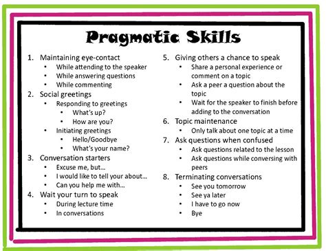 Speeching Around: Pragmatic Skills