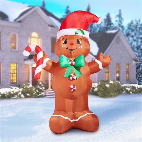 The 12' Inflatable Lightshow Gingerbread Man - Hammacher Schlemmer