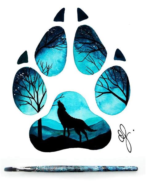 Abstract Wolf Painting, Galaxy Painting, Galaxy Art, Painting & Drawing, Paw Drawing, Sign ...