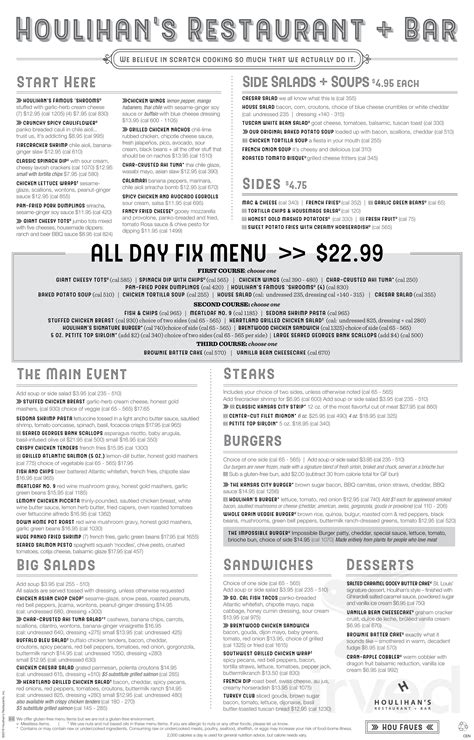 Houlihan's menu in Marietta, Georgia, USA