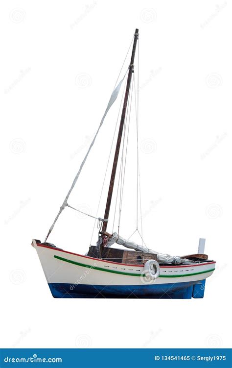 Wooden Sailboat Isolated on White Background Stock Image - Image of ...