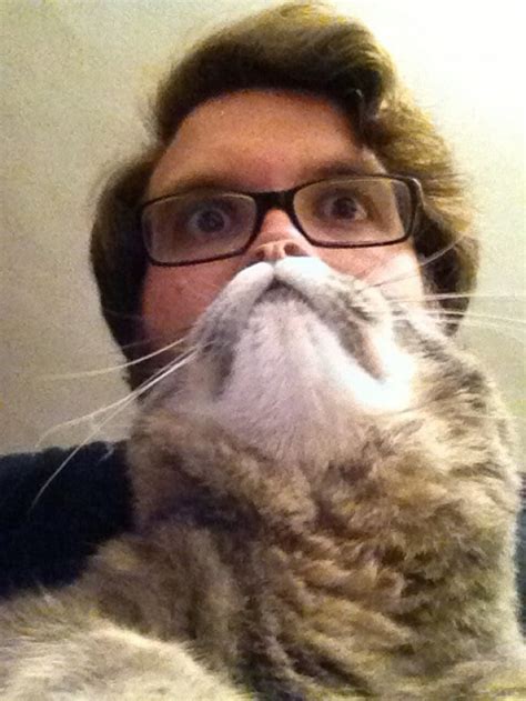 Cat Beards, A Photo Meme Where People Place a Cat in Front of Their Face to Make a Furry Beard